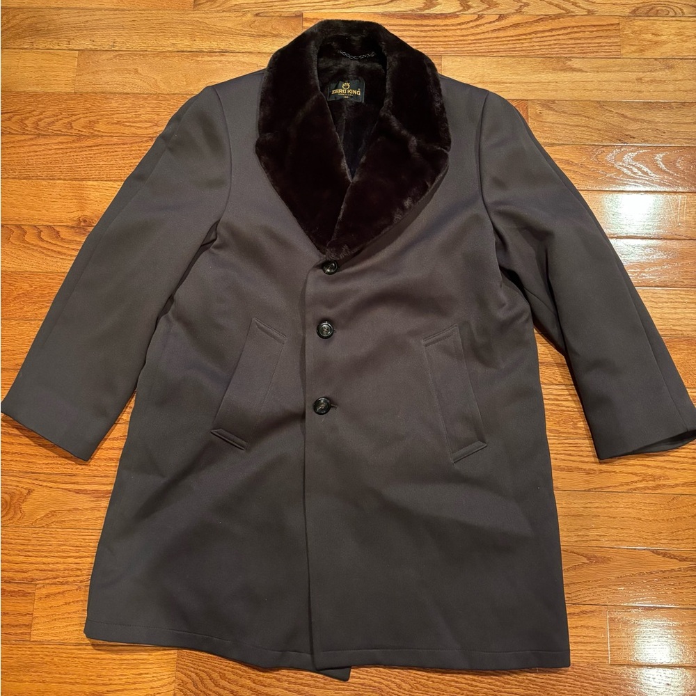 Vintage 60s Zero King Overcoat Mens 46 Fur Lined Travelling Salesman USA Brown